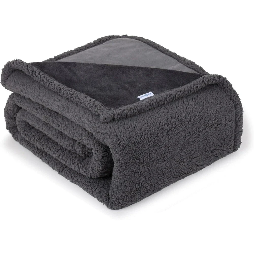 ZAKAPAWS Waterproof Dog Blanket Sherpa Fleece Large Pet Throw Gray 60x80 New